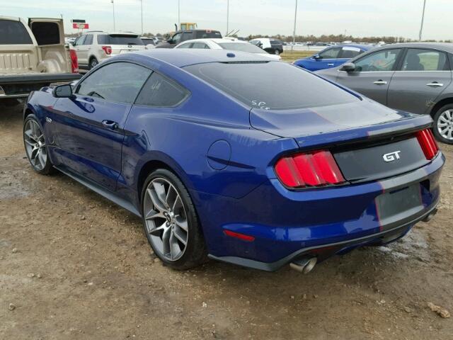 1FA6P8CF8F5376032 - 2015 FORD MUSTANG BLUE photo 3