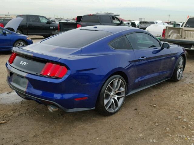 1FA6P8CF8F5376032 - 2015 FORD MUSTANG BLUE photo 4