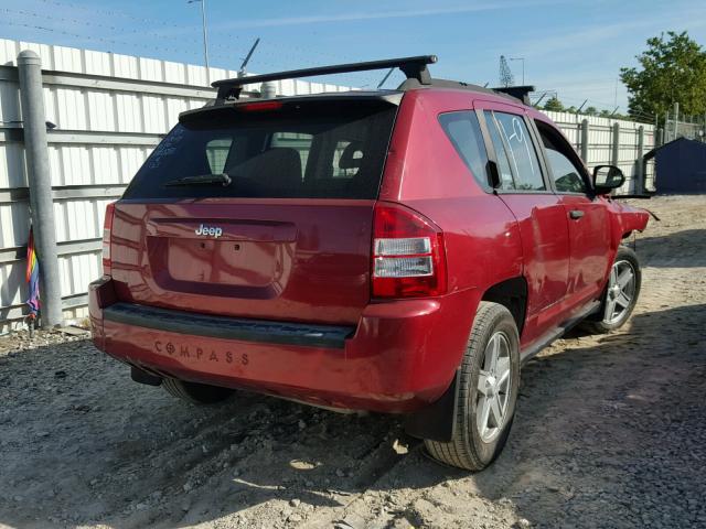 1J8FT47007D410288 - 2007 JEEP COMPASS RED photo 4