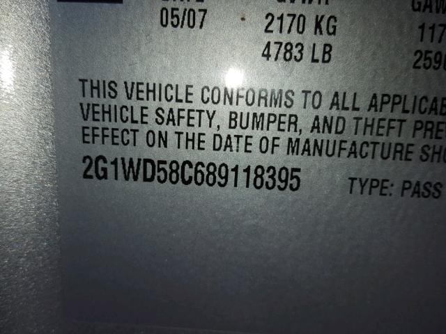 2G1WD58C689118395 - 2008 CHEVROLET IMPALA SUP 银色 照片 10