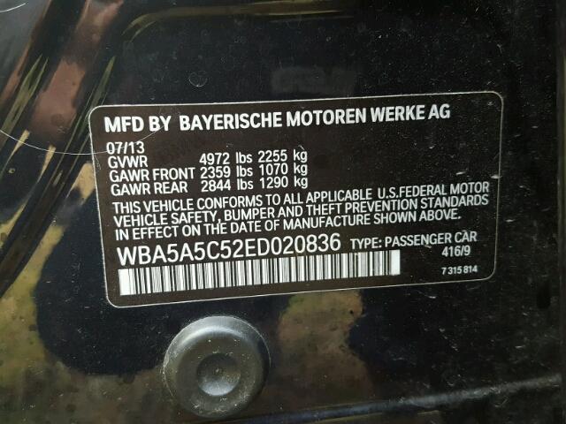 WBA5A5C52ED020836 - 2014 BMW 528 I BLUE photo 10