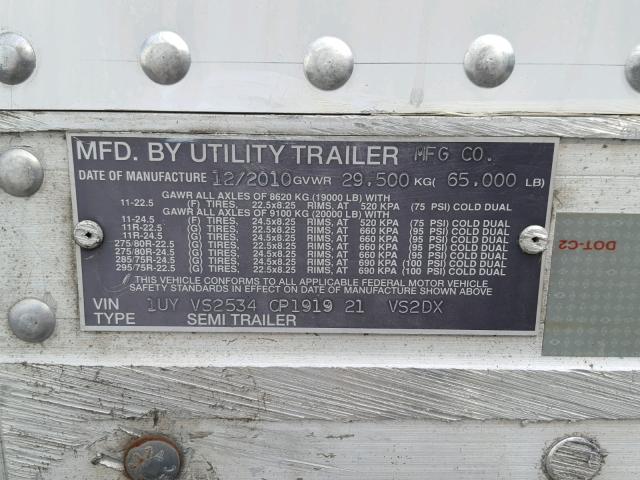 1UYVS2534CP191921 - 2012 UTILITY TRAILER WHITE photo 10