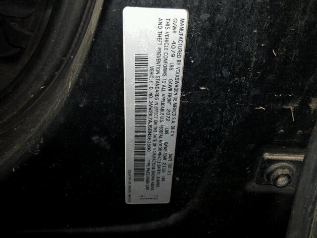 3VW2K7AJ5BM361580 - 2011 VOLKSWAGEN JETTA 黑色 照片 10