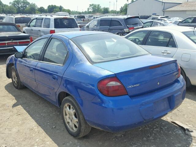 1B3ES56C75D155919 - 2005 DODGE NEON SXT BLUE photo 3