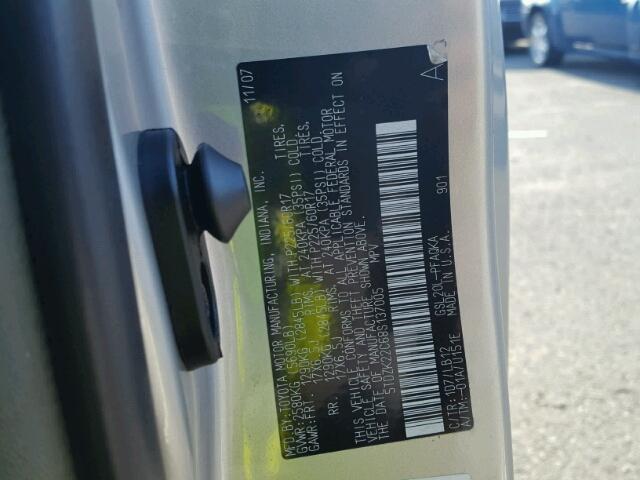 5TDZK22C68S137005 - 2008 TOYOTA SIENNA GRAY photo 10