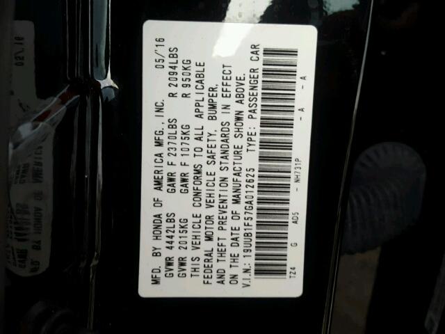 19UUB1F57GA012625 - 2016 ACURA TLX TECH BLACK photo 10