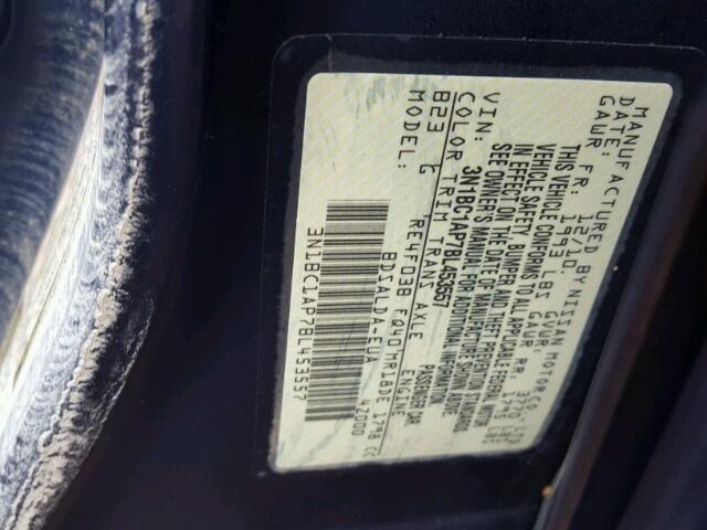 3N1BC1AP7BL453557 - 2011 NISSAN VERSA BLUE photo 10