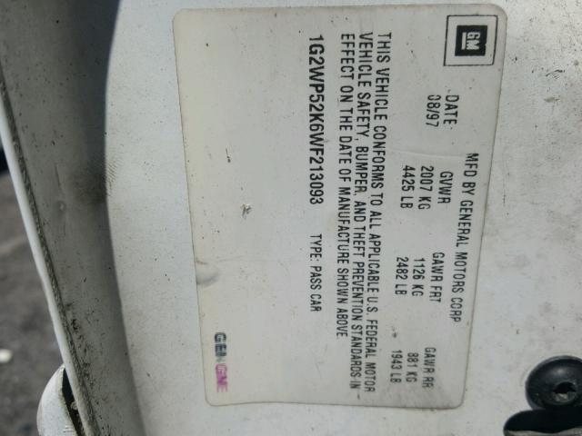 1G2WP52K6WF213093 - 1998 PONTIAC GRAND PRIX WHITE photo 10