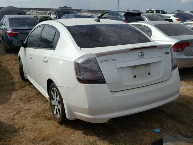 3N1AB6AP3CL608909 - 2012 NISSAN SENTRA WHITE photo 3