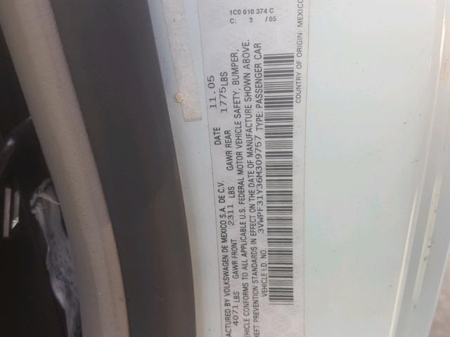 3VWPF31Y36M309757 - 2006 VOLKSWAGEN NEW BEETLE 蓝色 照片 10