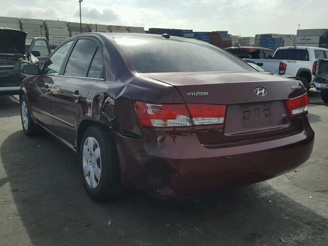 5NPET46CX7H272865 - 2007 HYUNDAI SONATA MAROON photo 3