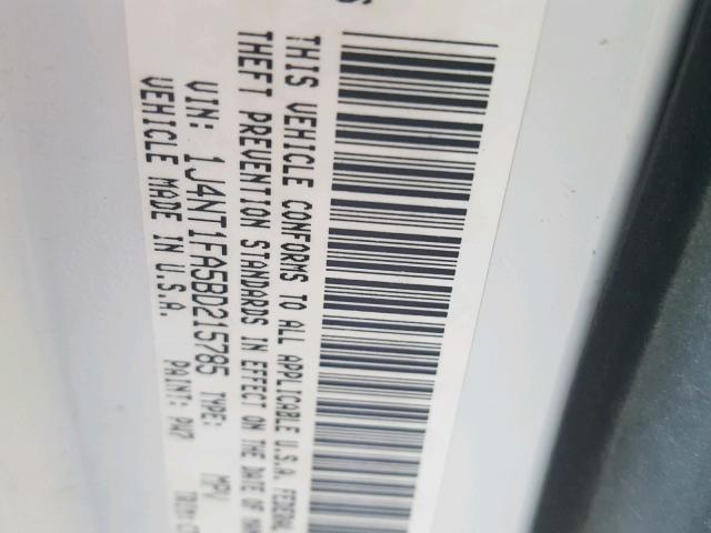 1J4NT1FA5BD215785 - 2011 JEEP COMPASS SP WHITE photo 10