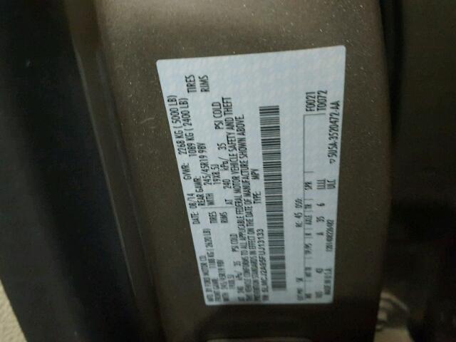 5LMCJ2A95FUJ13133 - 2015 LINCOLN MKC 银色 照片 10