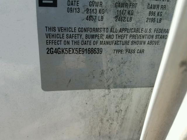 2G4GK5EX5E9168639 - 2014 BUICK REGAL WHITE photo 10