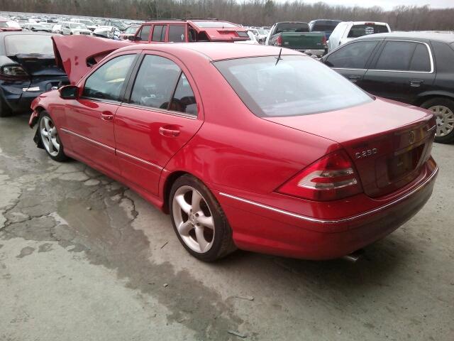 WDBRF40J95F727002 - 2005 MERCEDES-BENZ C230K RED photo 3