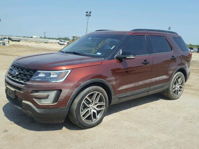 1FM5K8GT7GGB61361 - 2016 FORD EXPLORER MAROON photo 2