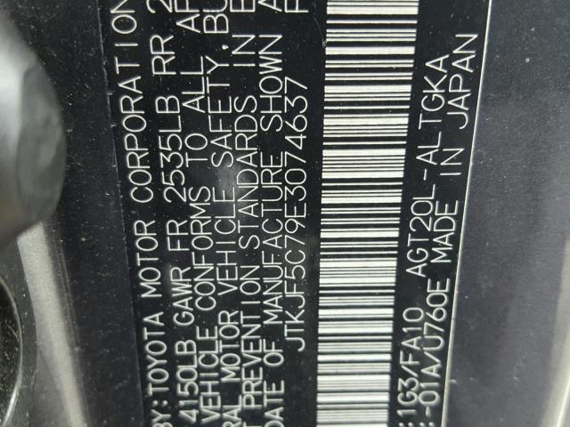 JTKJF5C79E3074637 - 2014 TOYOTA SCION TC 灰色 照片 10