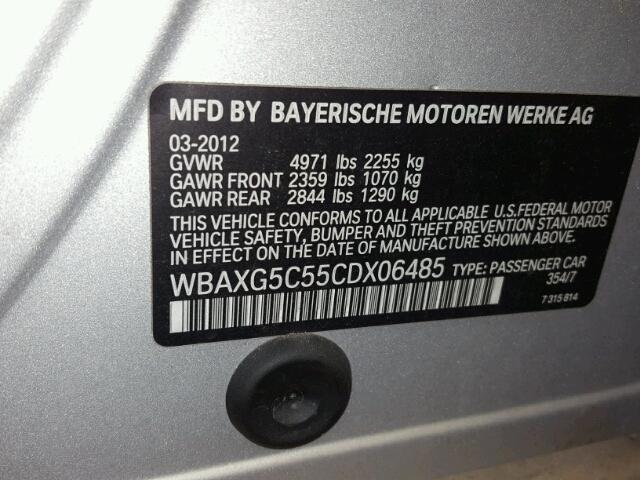 WBAXG5C55CDX06485 - 2012 BMW 528 SILVER photo 10