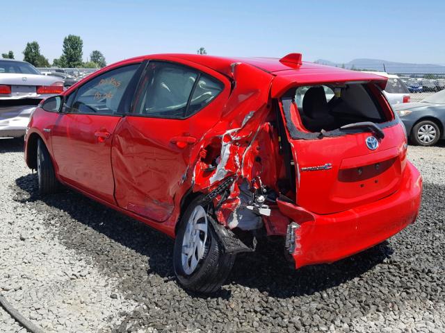 JTDKDTB38F1583040 - 2015 TOYOTA PRIUS C RED photo 3