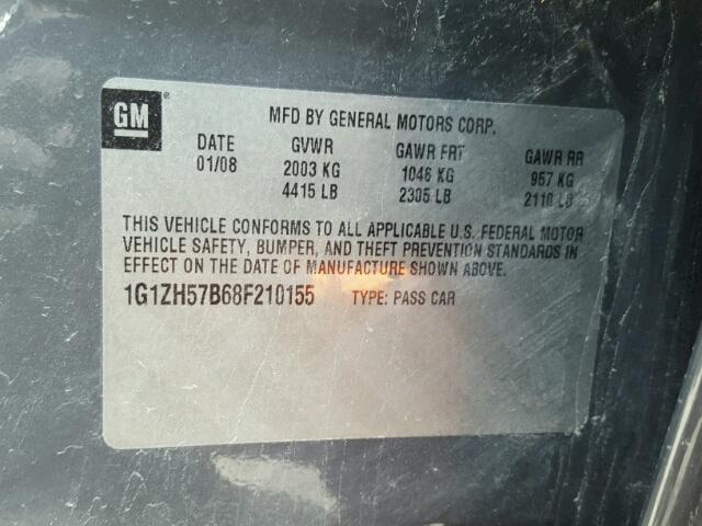 1G1ZH57B68F210155 - 2008 CHEVROLET MALIBU 1LT 灰色 照片 10