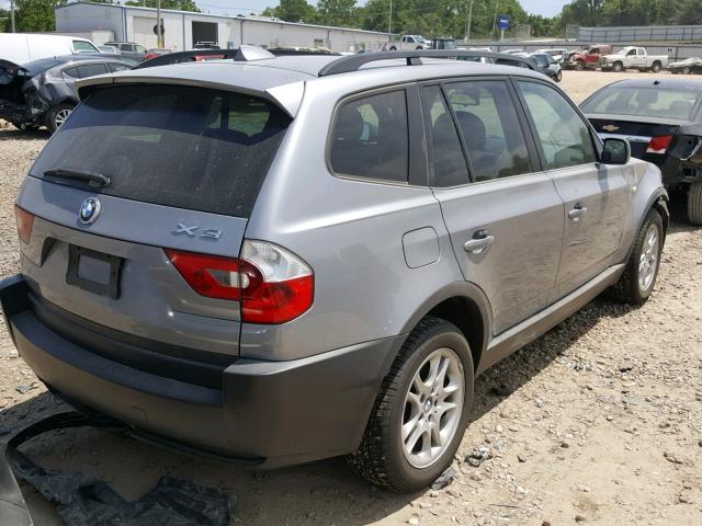 WBXPA73434WB23853 - 2004 BMW X3 2.5I GRAY photo 4