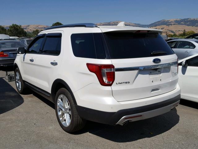 1FM5K7FH7HGD53260 - 2017 FORD EXPLORER L WHITE photo 3