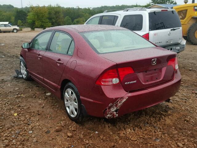 1HGFA16507L087442 - 2007 HONDA CIVIC LX MAROON photo 3