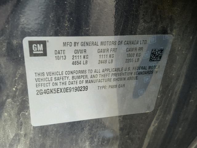 2G4GK5EX0E9190239 - 2014 BUICK REGAL BLUE photo 10