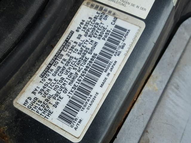 JTKDE167650020086 - 2005 TOYOTA SCION TC 灰色 照片 10