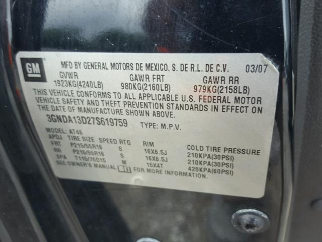 3GNDA13D27S619759 - 2007 CHEVROLET HHR LS Qara foto 10