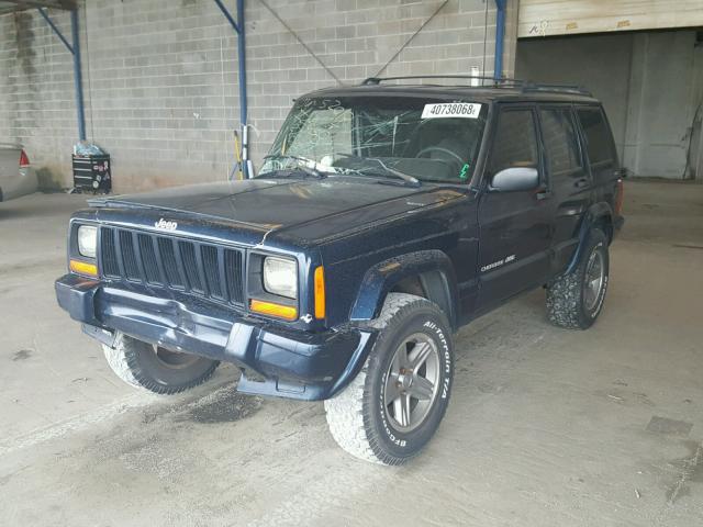 1J4FF58SXYL122638 - 2000 JEEP CHEROKEE C BLUE photo 2