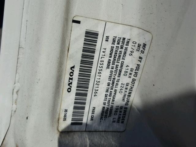 YV1LS5556T1321364 - 1996 VOLVO 850 BASE WHITE photo 10