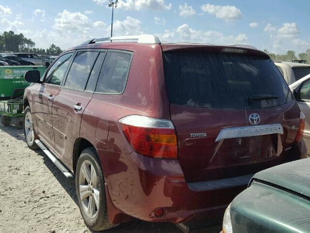 JTEES42A682094068 - 2008 TOYOTA HIGHLANDER MAROON photo 3