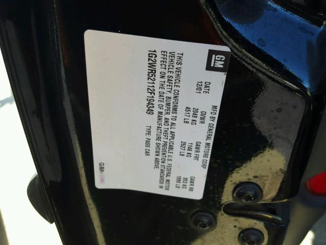 1G2WR52112F194349 - 2002 PONTIAC GRAND PRIX BLACK photo 10