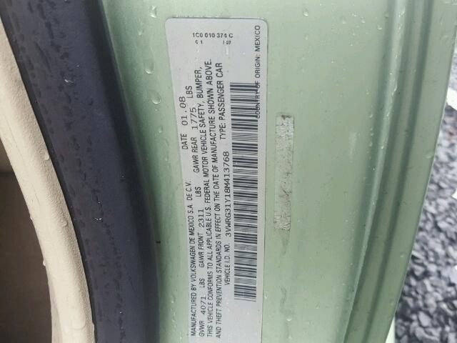 3VWRG31Y18M413768 - 2008 VOLKSWAGEN NEW BEETLE Yaşıl foto 10