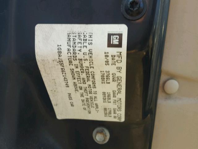 1G8AJ55F66Z142749 - 2006 SATURN ION LEVEL TAN photo 10