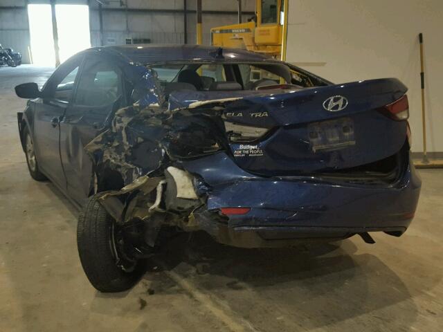 5NPDH4AE1FH565347 - 2015 HYUNDAI ELANTRA SE BLUE photo 3