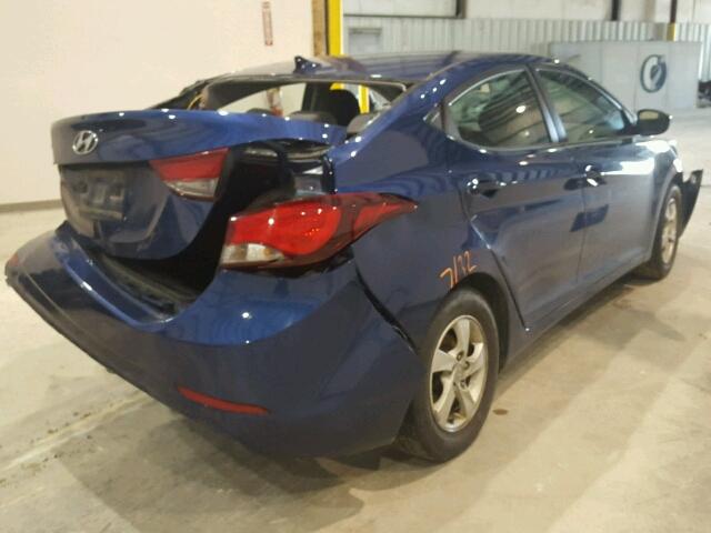 5NPDH4AE1FH565347 - 2015 HYUNDAI ELANTRA SE BLUE photo 4