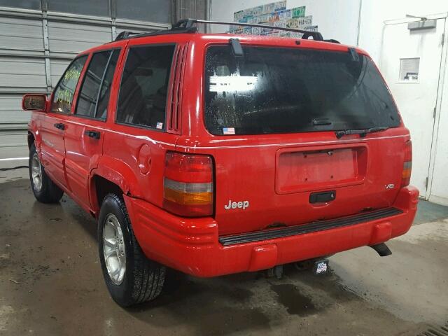 1J4GZ78Y8WC161706 - 1998 JEEP GRAND CHER RED photo 3