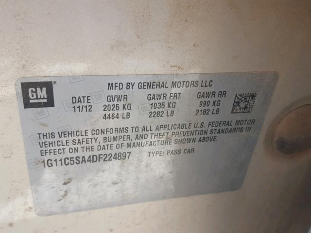 1G11C5SA4DF224897 - 2013 CHEVROLET MALIBU 1LT GOLD photo 10