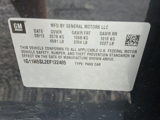 1G11H5SL2EF122485 - 2014 CHEVROLET MALIBU LTZ შავი ფოტო 10