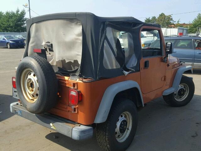 1J4FA29P9YP793542 - 2000 JEEP WRANGLER / ORANGE photo 4