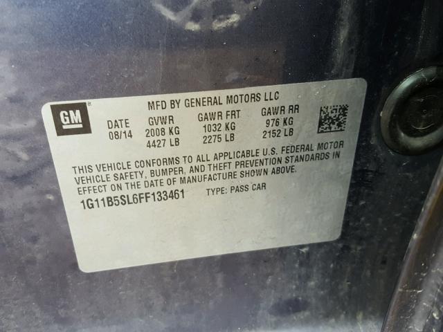 1G11B5SL6FF133461 - 2015 CHEVROLET MALIBU LS ლურჯი ფოტო 10