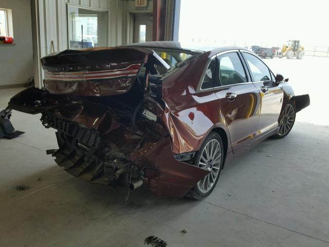 3LN6L2LU4FR629406 - 2015 LINCOLN MKZ HYBRID RED photo 4