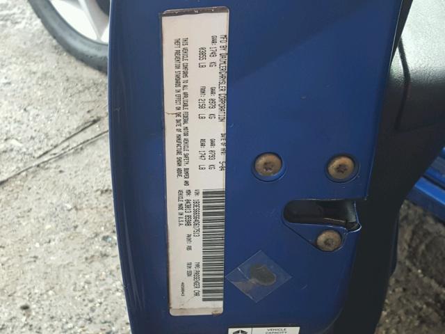 1B3ES66S64D617513 - 2004 DODGE NEON SRT-4 BLUE photo 10