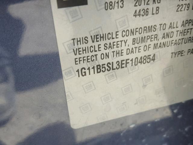 1G11B5SL3EF104854 - 2014 CHEVROLET MALIBU LS Mavi foto 10