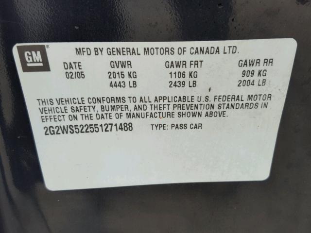 2G2WS522551271488 - 2005 PONTIAC GRAND PRIX 黑色 照片 10