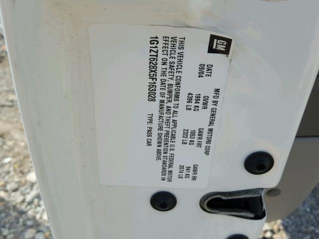 1G1ZT628X5F163028 - 2005 CHEVROLET MALIBU MAX 白色 照片 10