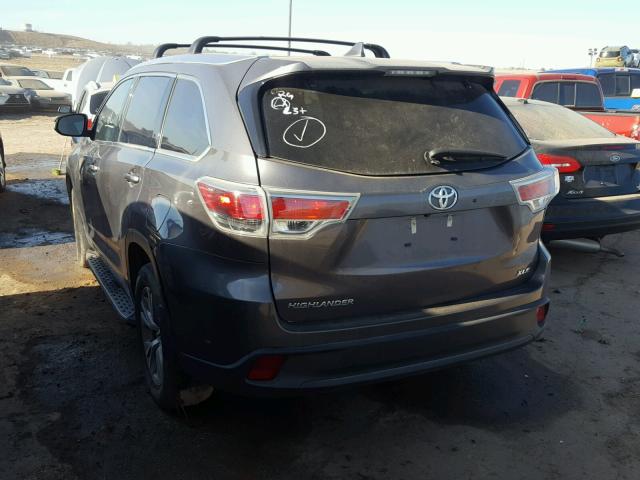 5TDKKRFH1FS112221 - 2015 TOYOTA HIGHLANDER GRAY photo 3