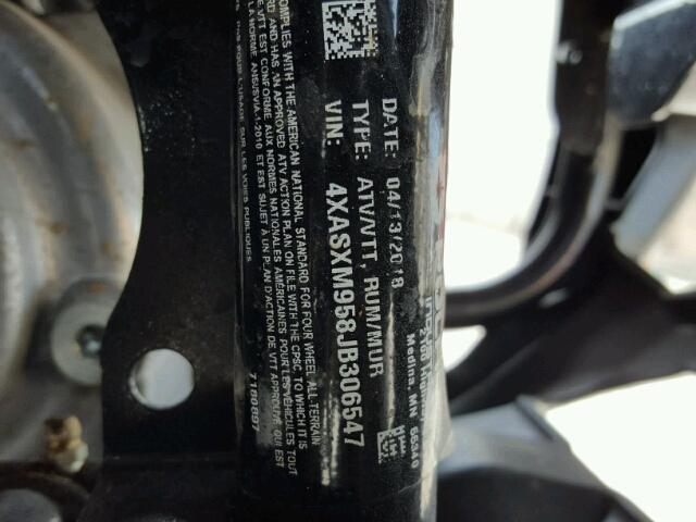 4XASXM958JB306547 - 2018 POLARIS SPORTSMAN BLACK photo 10